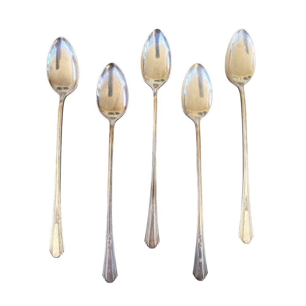 WM Rogers and‎ Sons AAX Silver Plate Ice Tea Spoons Lot of 5 7.75" Paris